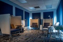 the sensory space with 3 privacy study chairs